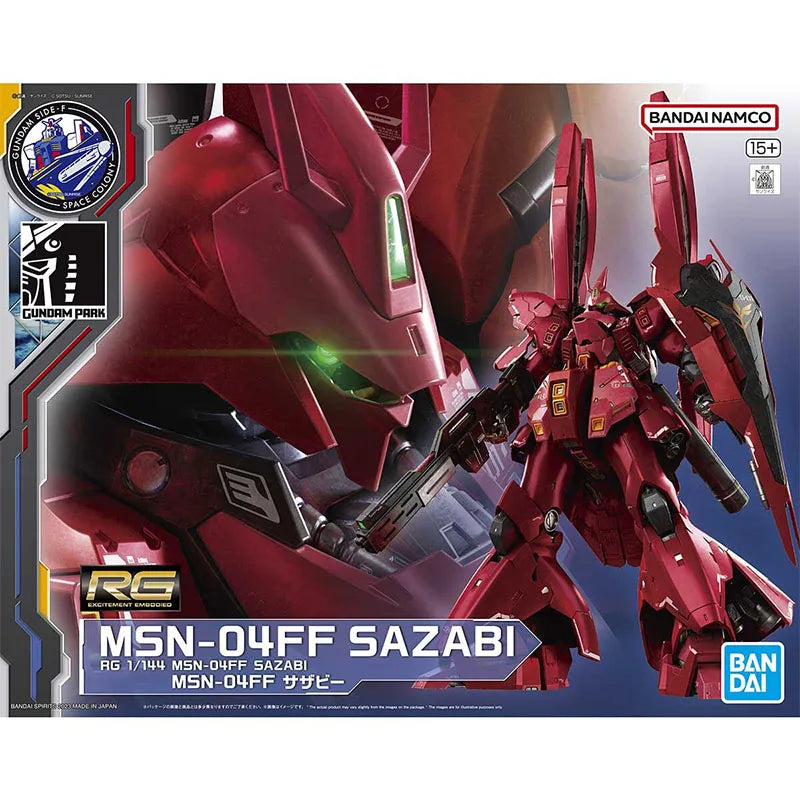 Bandai Genuine MSN-04FF SAZABI RG GUNDAM SIDE-F Anime Action Figure Robot Periphery Assembly Model Toys Ornaments Gift Children