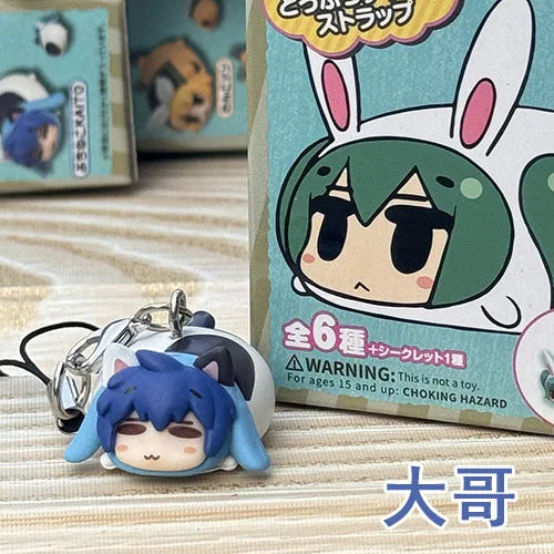 1pcs Boxed Anime Hatsune Miku Kaito Rin Len Kawaii Bee Q Version Figure PVC Model Toys Key Ring Pendant Gifts