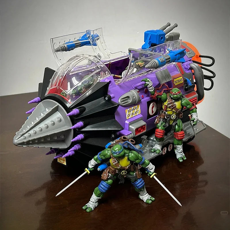 Нов оригинален Caixing 1990 Tmnt Костенурките нинджа Аниме превозно средство Вариация на Land Cruiser Транспортен модул Фигурки Модел играчка Подарък по поръчка
