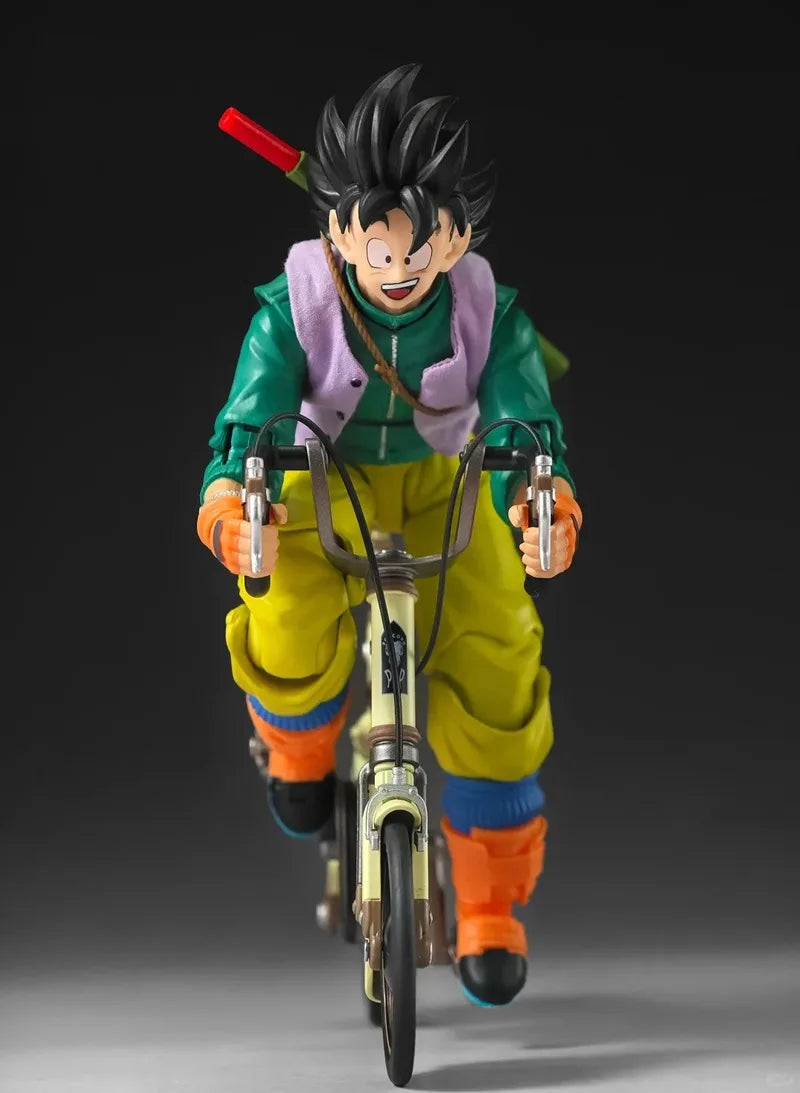 Kamione Genuine Dragon Ball Son Goku Baseball Boy Alloy Fully Articulated Action Figure With Bicycle Set For Anime Figure