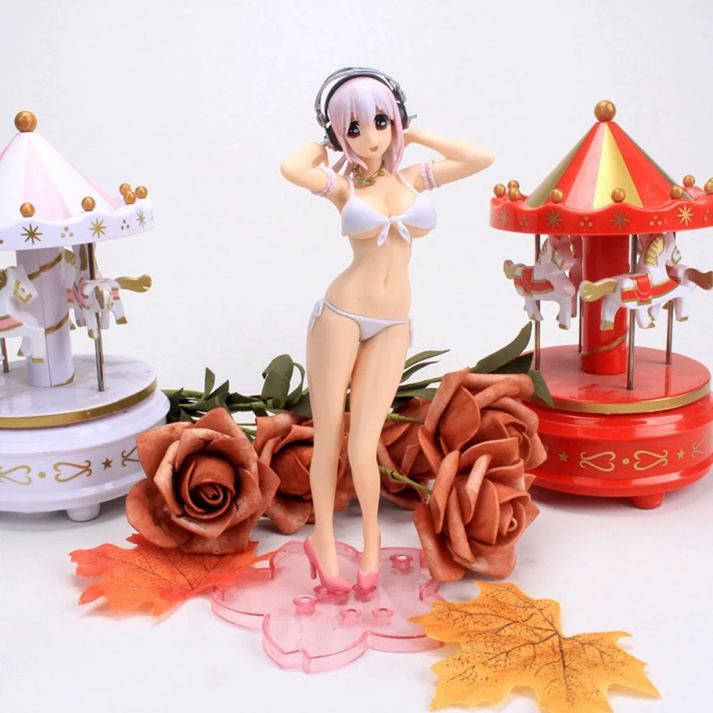 Anime Super Sonico Statue - Cherry Blossom Path Design, Bikini Style, Perfect Gift & Room Decoration for Fans & Decoration