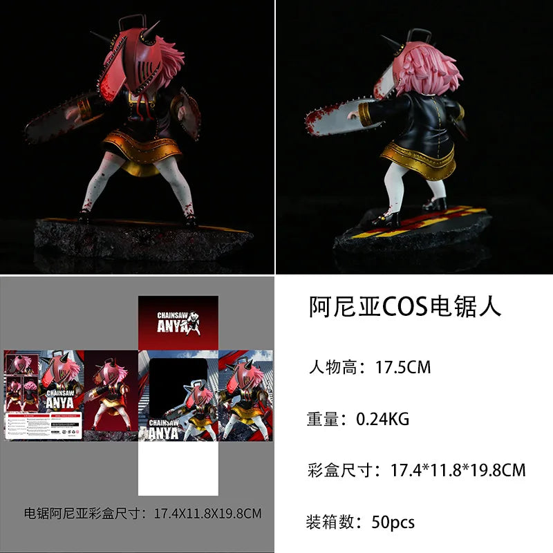 SPY×FAMILY Anya Forger as Chainsaw Man Anime Action Figure Toys 18CM