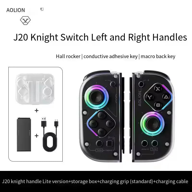 Aolion J20 Wireless Knight Left And Right Gamepad RGB Motion Sensing Hall Joystick For Nintend Switch 1/2 Contorller Accessories