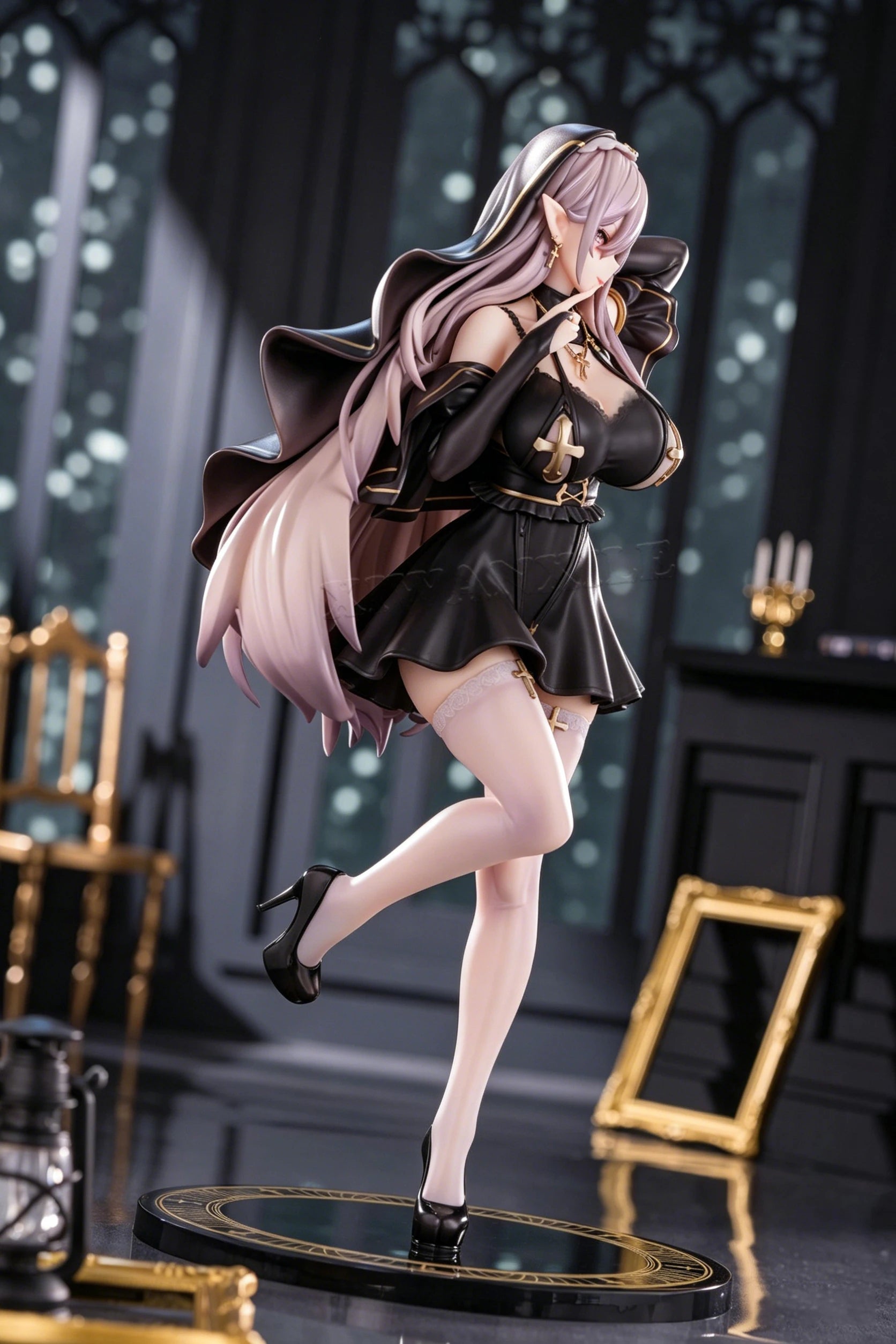 27cm PINKMANGO Shisuta-erufu By Sorananiiro Anime Girl Figure Nun Elf Action Figure Tsuki Uzaki Figurine Model Doll Toys Gifts