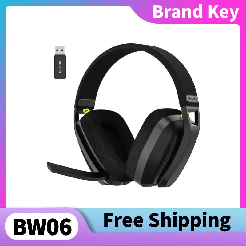 BINNUNE BW06 2.4G Wireless Gaming Headset  Flip ENC Microphone,suitable Dual-mode Gaming Headsets PC PS4  PS5 PC Players