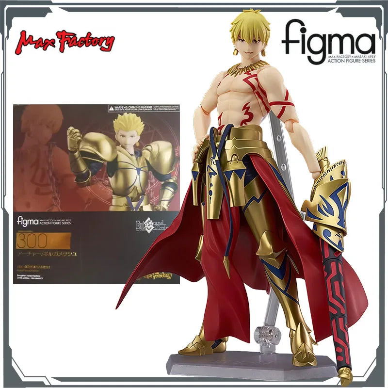 Max Factory Figma #300 Gilgamesh-160mm PVC/ABS Doll Movable Joints Armor Accents All-Ages Collectible Anime Figurine with Stand
