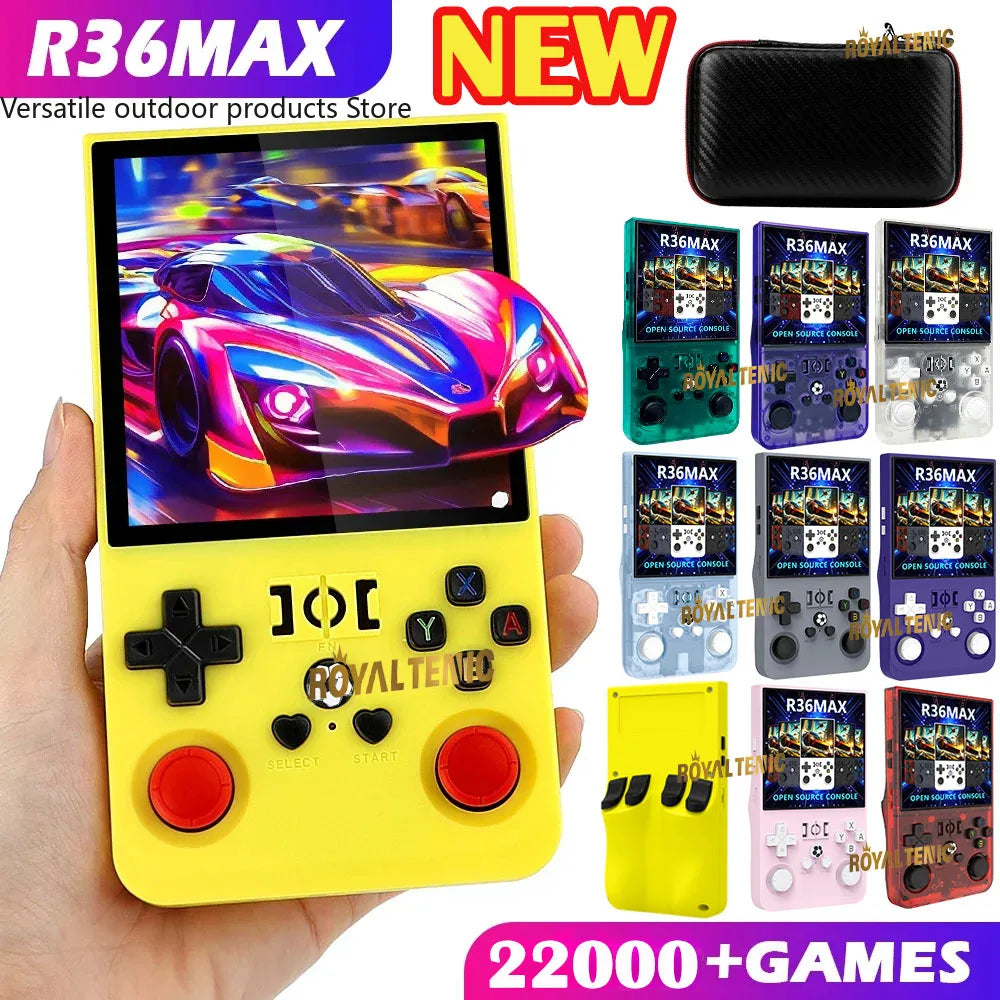R36MAX Game Console 64GB 128GB 18000+GAMES Linux System 4.0inch K36 vs R36S 3.5inch Pocket Video Player No Download Required