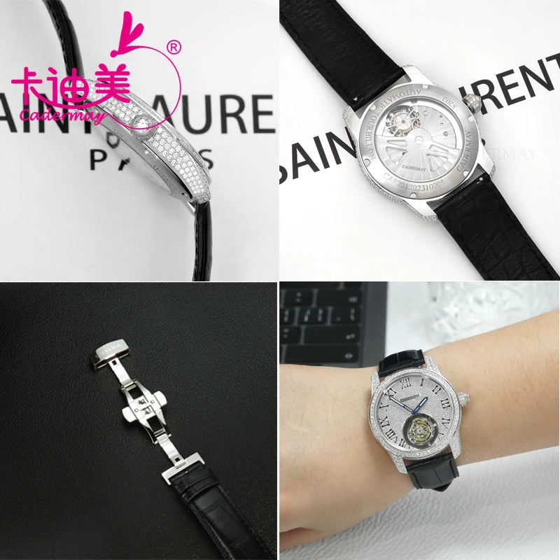 Cadermay D VVS1 Moissanite Stone Luxury 316L Stainless Steel Watch For Women Men High-quality Watches