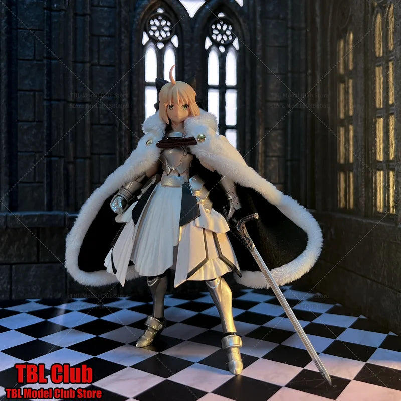 1/12 Scale Female Clothes Cloak Zero Artoria Pendragon Saber Lily Japanese Anime For figma 6-inch Action Figure Soldier Scene
