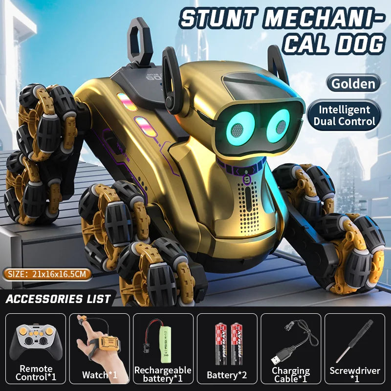 New Gesture Control RC Robot Dog - 8-Wheel Stunt, Music Dancing Transform Toy for Kids Boys Girls