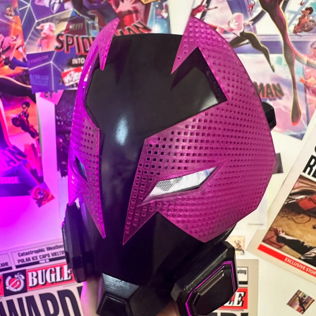 Earth-42 Miles Mask with Light Eyes Spider-Man: Across The Spider-Verse Prowler-Miles Cos Masks Halloween Cosplay Helmet Gift
