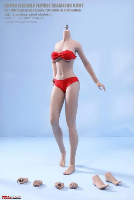 Tbleague Phicen 1/6 Weibliche Puppe mit superflexiblem Körper, ohne Kopf, sonnengebräunte/blasse Haut, kleine/mittlere/große Brust, 12 Zoll weibliche Actionfiguren