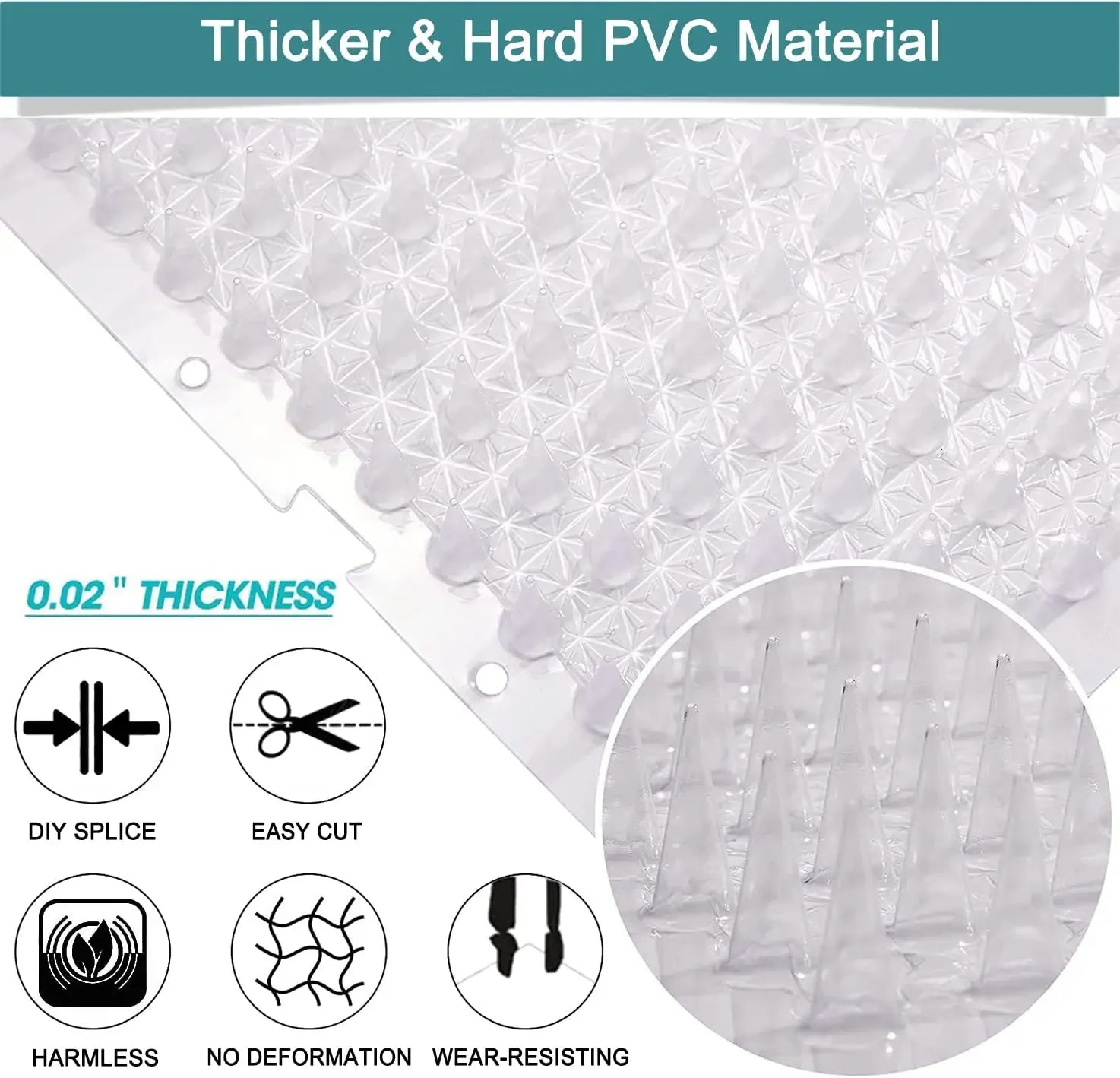 Cat Deterrent Outdoor/Indoor Scat Mat, Pet Deterrent Training Mats, Cat Scat Mat with Spikes