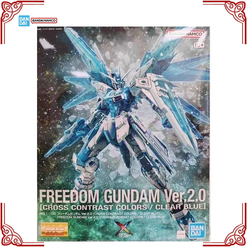 In Stock Genuine Bandai Gundam Model Kit MG 1/100 Freedom Gundam 2.0 Clear Blue Anime Action Figure Collection Assembly Model