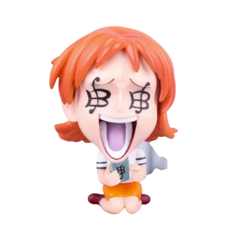 Hot 8-10cm One Piece Anime Figure Confident Smiley Luffy Roronoa Zoro Q-Version Action Figurine PVC Model Kids Toy For Christmas