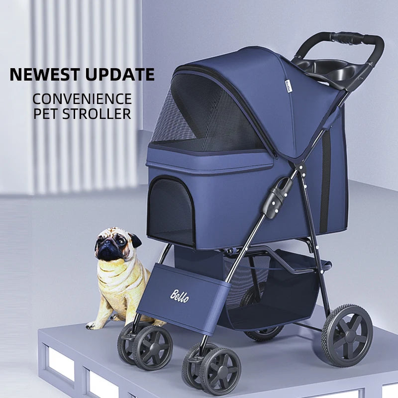 Bello Basic Pet stroller small Lightweight Fordable Cart Dog Cat Teddy Hand Cart Outgoing Pet Dog Cat