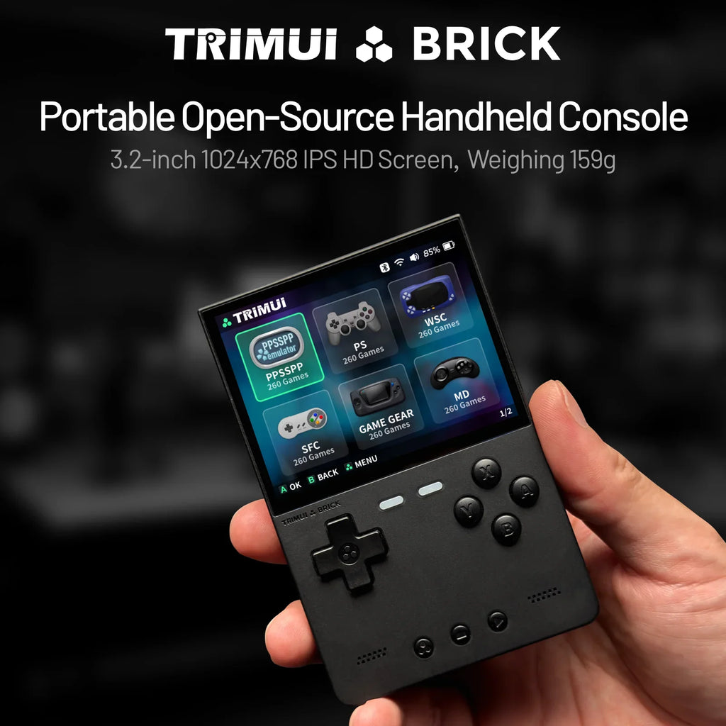 TRIMUI BRICK Handheld Game Console 3.2'' IPS Screen Linux System Crossmix OS Metal Back Panel Key LED Lighting Free Keycap Gifts