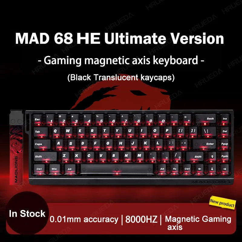 MADLIONS MAD 60/68HE Gaming-Tastatur mit magnetischem Schalter, kabelgebunden, Key Web Drive, benutzerdefiniertes 8K 61/68 Return RT, einstellbarer Tastenanschlag, Hot Swap