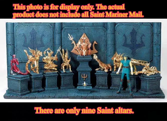 10-Piece Set Saint Seiya All-Resin Scene: Poseidon's Scale Mail Altar Compatible with Saint Cloth Myth Action Figures