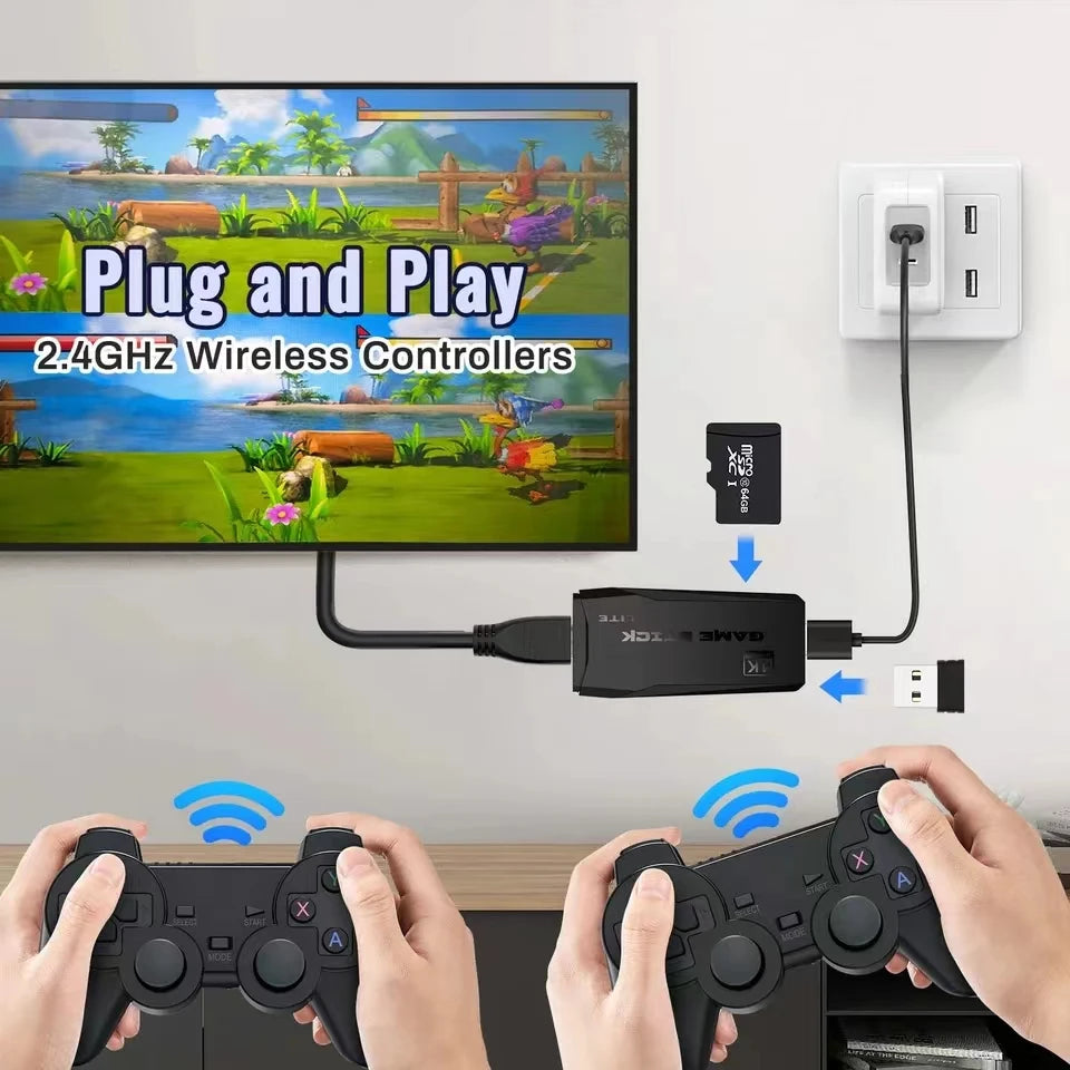 4K TV Game Stick Video Game Console 64G Built-in 20000+ Games Wireless Controller Gamepad Retro Handheld Game Player