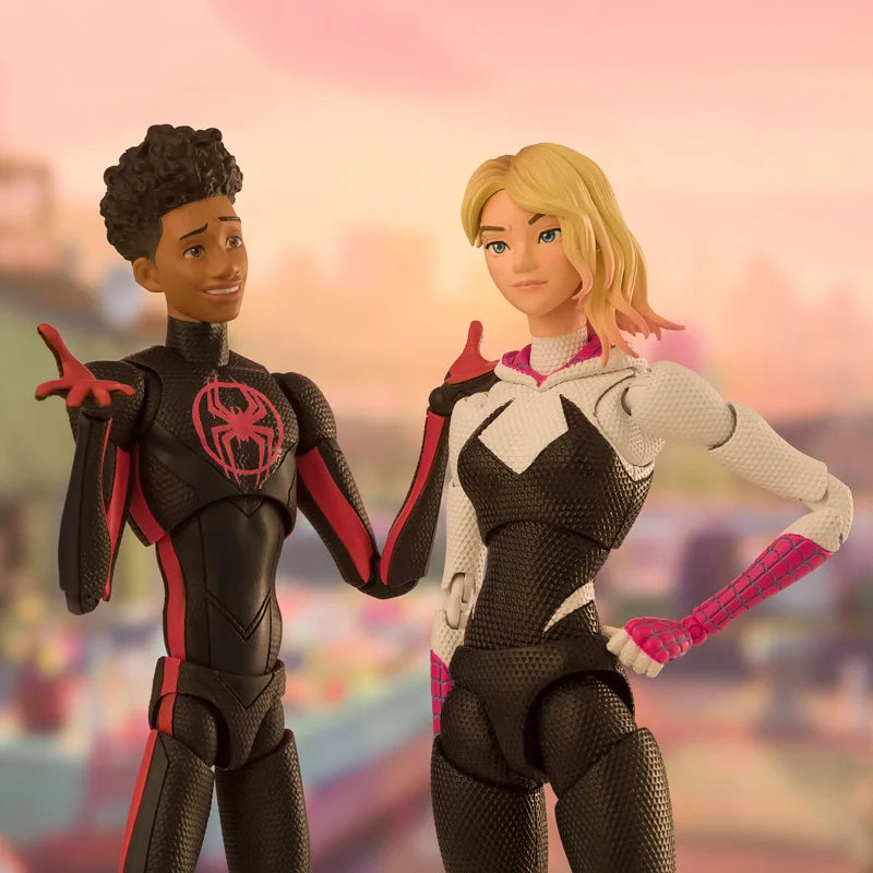 Shf Spider-man Anime Figure Miles Morales Gwen Stacy Action Figures Spiderman Across The Spider-verse Model Toys Pvc