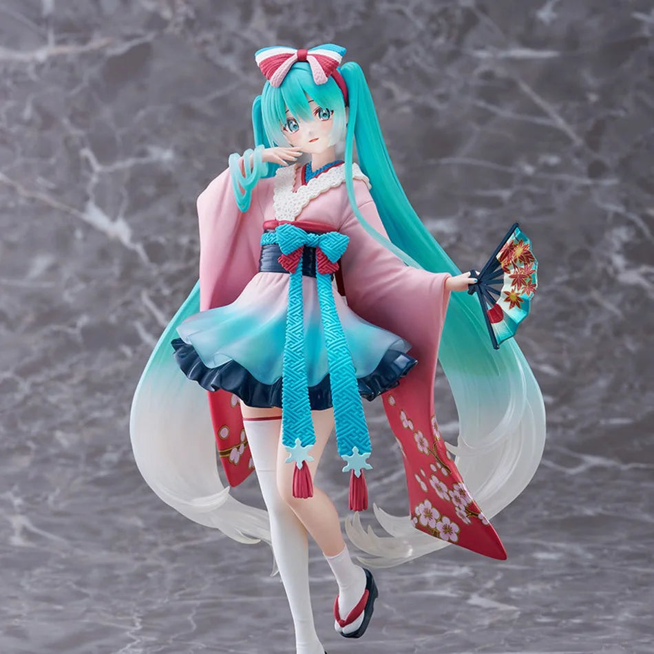 Hatsune Miku Desktop Cute Action Figure 25cm New Tokyo Series Kimono Anime Figurine Kawaii Girl Model Toy Gift