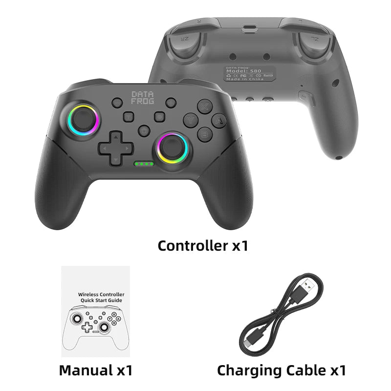 DATA FROG Wireless Pro Controller Universal Gamepad for Console with Gyro Sensor Dual Vibration Rechargeable Joystick
