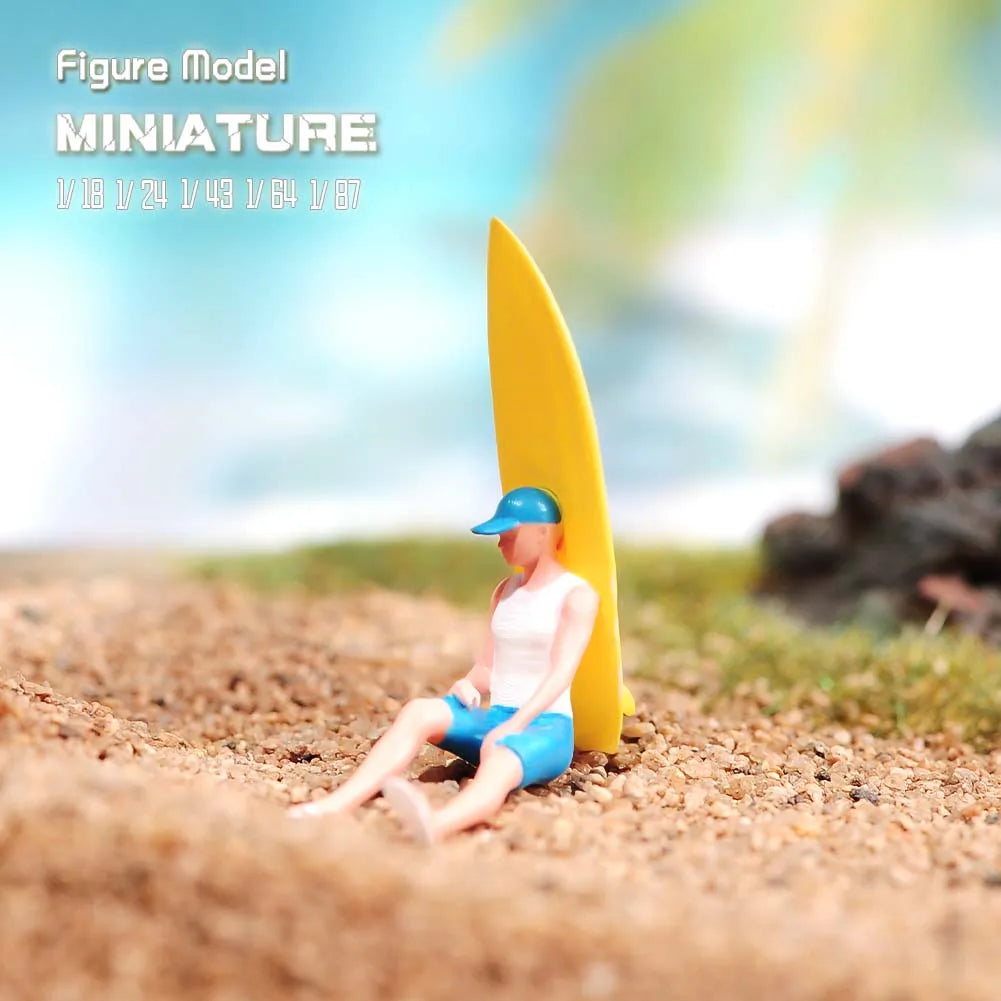 Painted Miniatures 1/18 1/24 1/43 1/64 1/87 Two Teenagers Preparing To Surf By The Seaside Figure Model Toys View Decoration