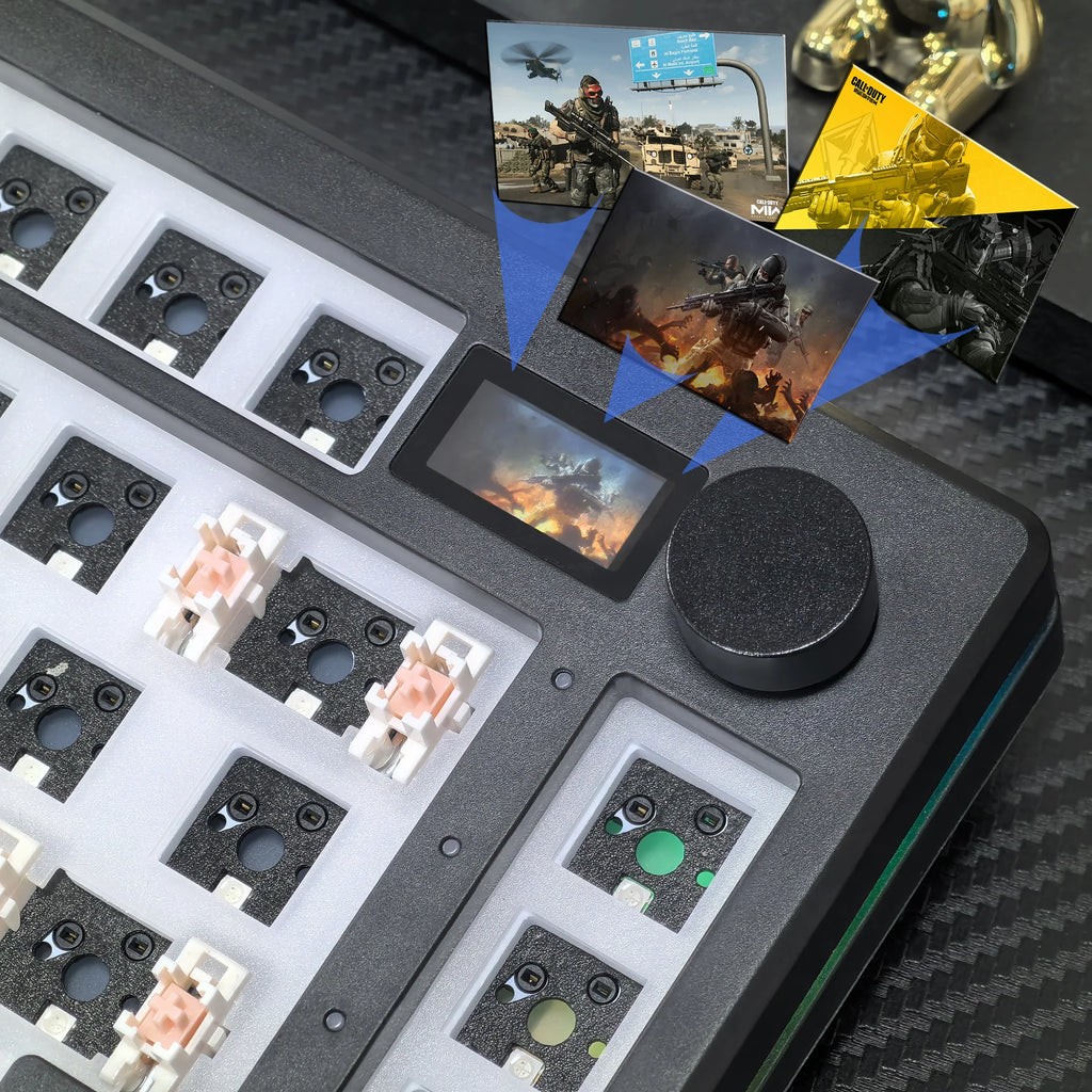 MAIMOOO MK20T 75% Keyboard Kit Hotswap TFT Screen Full RGB Backlit 2.4GHz Bluetooth Wireles Macro Custom DIY Mechanical Keyboard