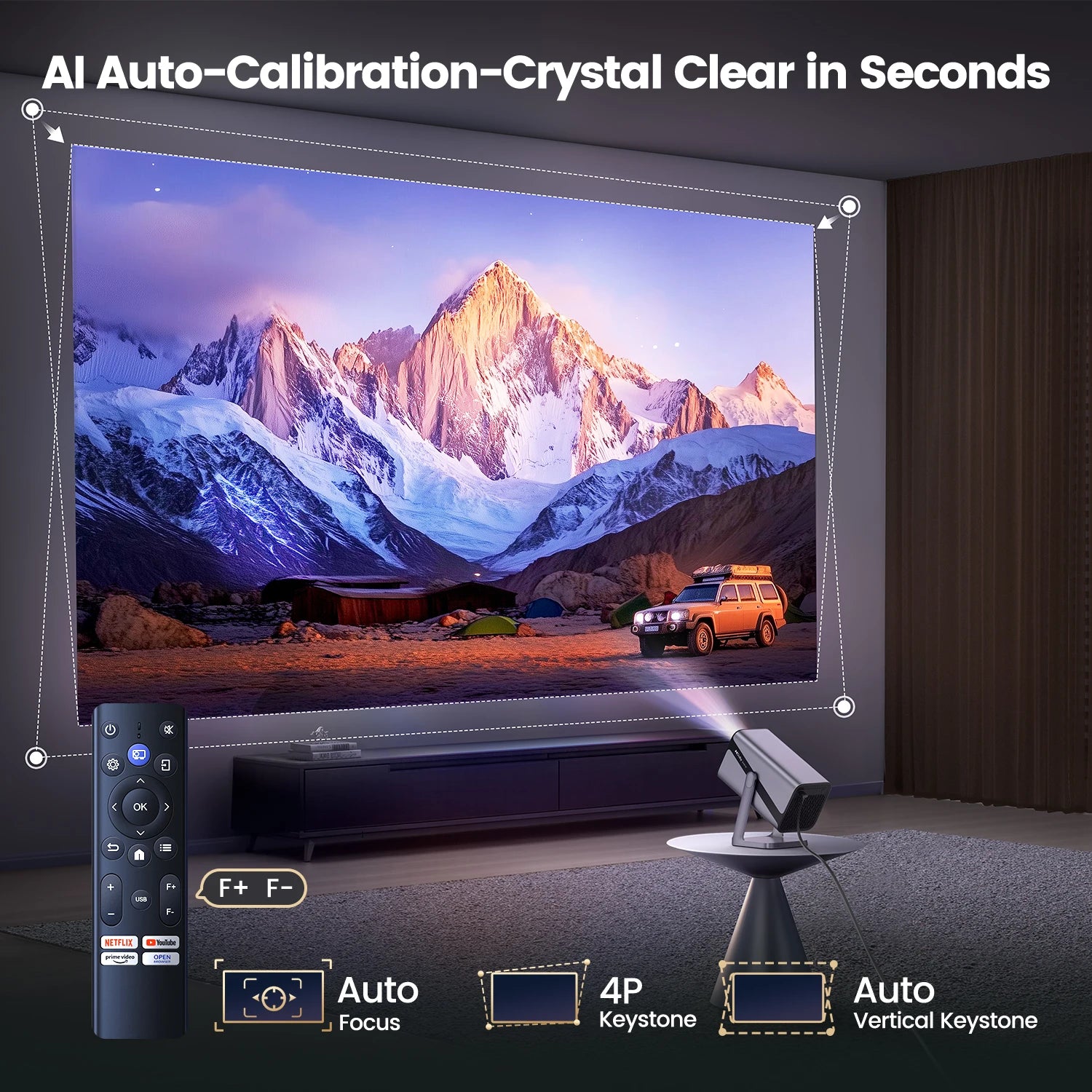IWIMIUS 4K Projector Netflix Officially 800ANSI Native 1080P Auto Focus & Keystone 30000 lumens BT5.2 WIFI6 Portable 360° Rotate