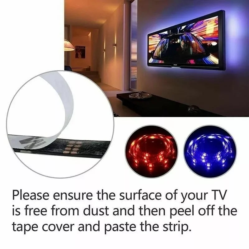USB-LED-Leuchten für 55-75-Zoll-TV, LED-Hintergrundbeleuchtung, RGB-Lichtstreifen, Musiksynchronisation, Farbwechsel, Bluetooth-App-Steuerung für Spielzimmer