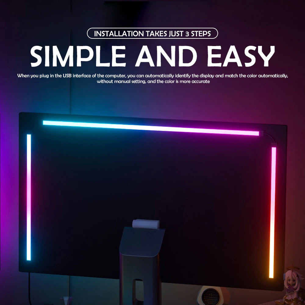 RGB Gaming Sync Light Strip Computer Monitor Light LED Backlight Color Music sync DIY Display APP Control Atmosphere Decor Lamp