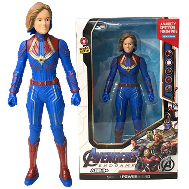 Avengers Spiderman Iron Man Hulk Captain America Collectible Superhero Action Figure Toy Luminous Hand Movable Kids Charm Gifts