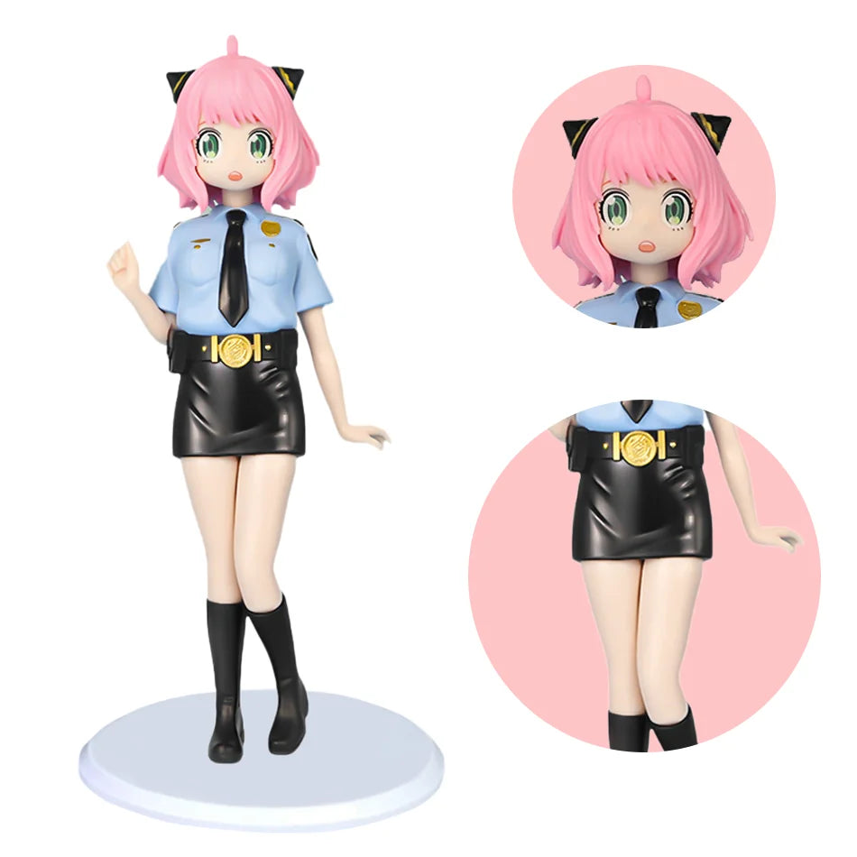 19см Шпионска × Семейна екшън фигурка Полицейска униформа Аня Косплей кукла Аниме Сладко момиче кукла PVC модел играчка настолна декорация подарък