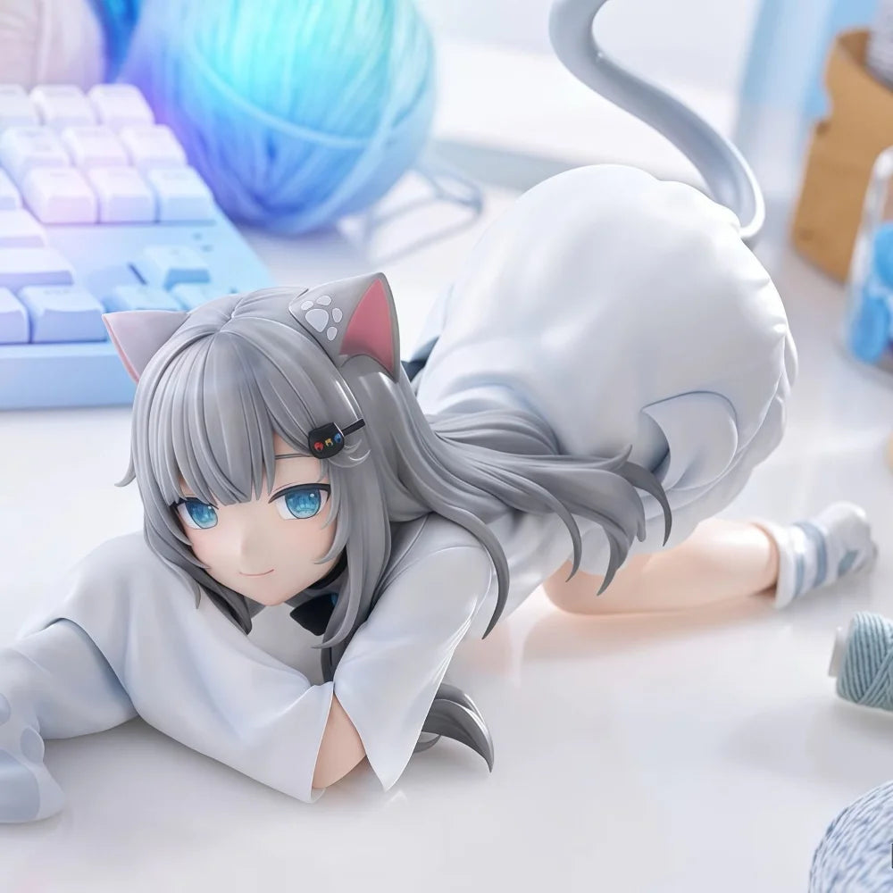 Two Dimensional Ornaments Cat-Themed Amagi Musume Figures, Beautiful Girl Trendy Toys Hane Shizuku Cat Ornaments Anime Models
