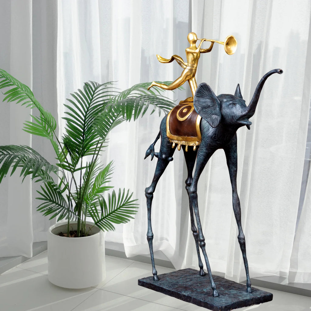Triumphierende Elefanten-Bronzeskulptur Salvador Dali Bronze Elefantenstatue Großes Tier Kunsthandwerk für Wohnkultur Lobby Ornamente