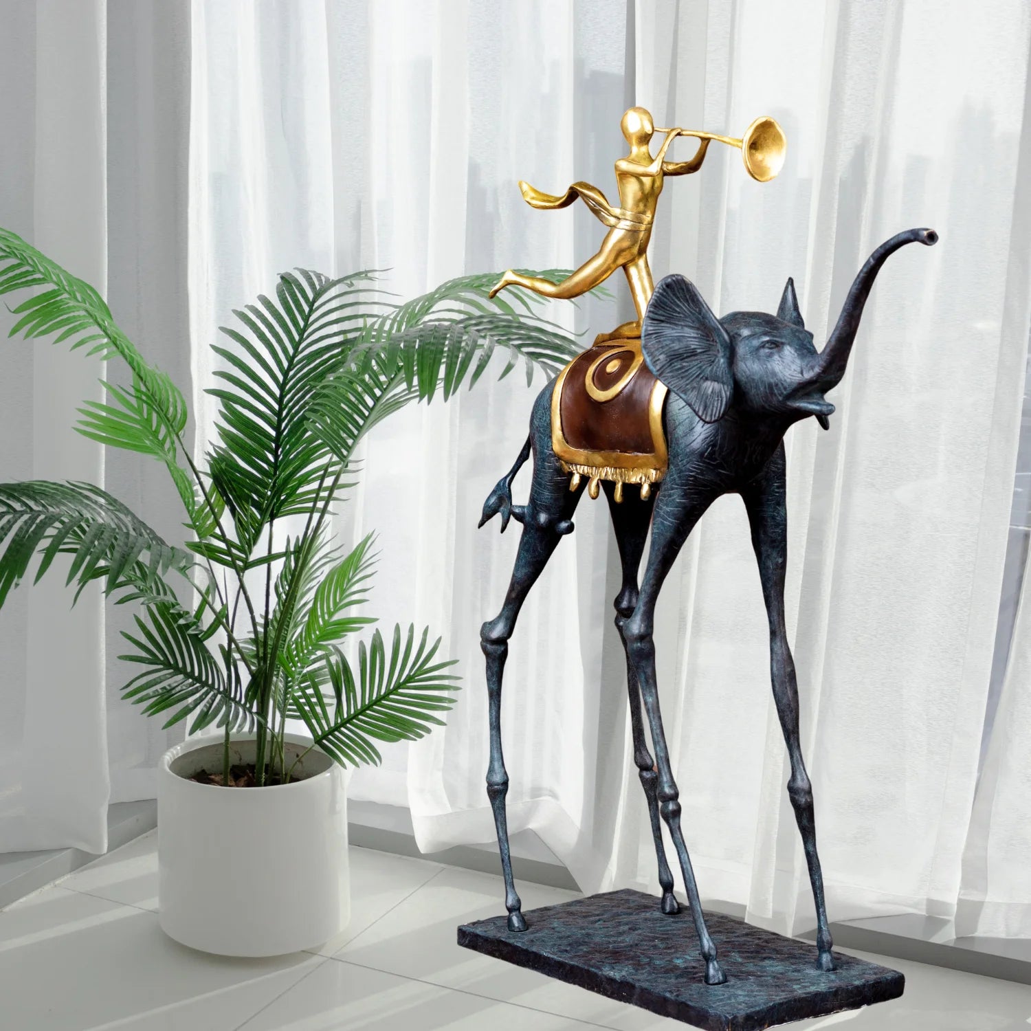 Triumphierende Elefanten-Bronzeskulptur Salvador Dali Bronze Elefantenstatue Großes Tier Kunsthandwerk für Wohnkultur Lobby Ornamente