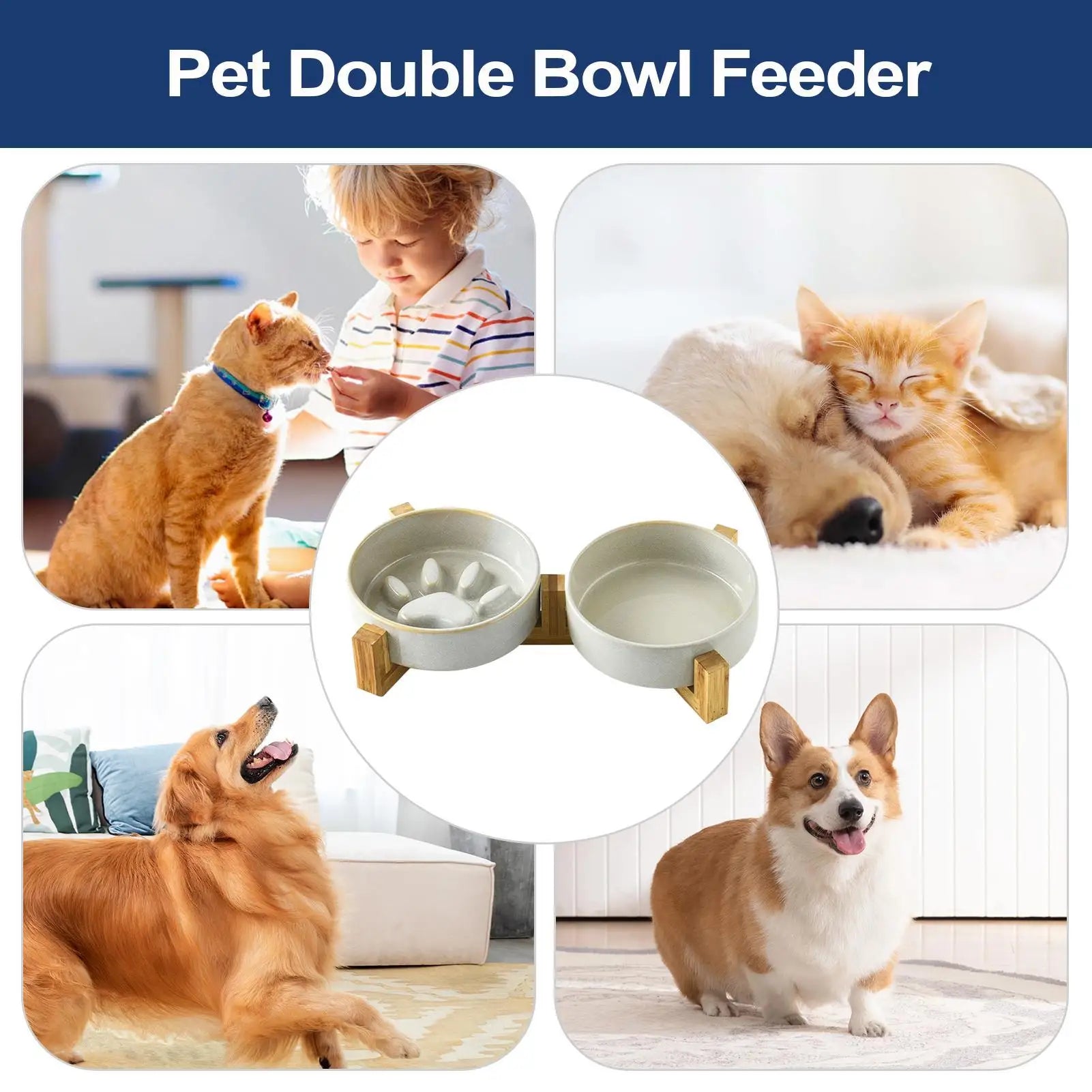 Hundenapf mit langsamer Fütterung, Keramik, rutschfest, niedliche Pfotennäpfe mit Ständer, Haustierbedarf für Katzenfütterung, Wasserversorgung, Heimhof