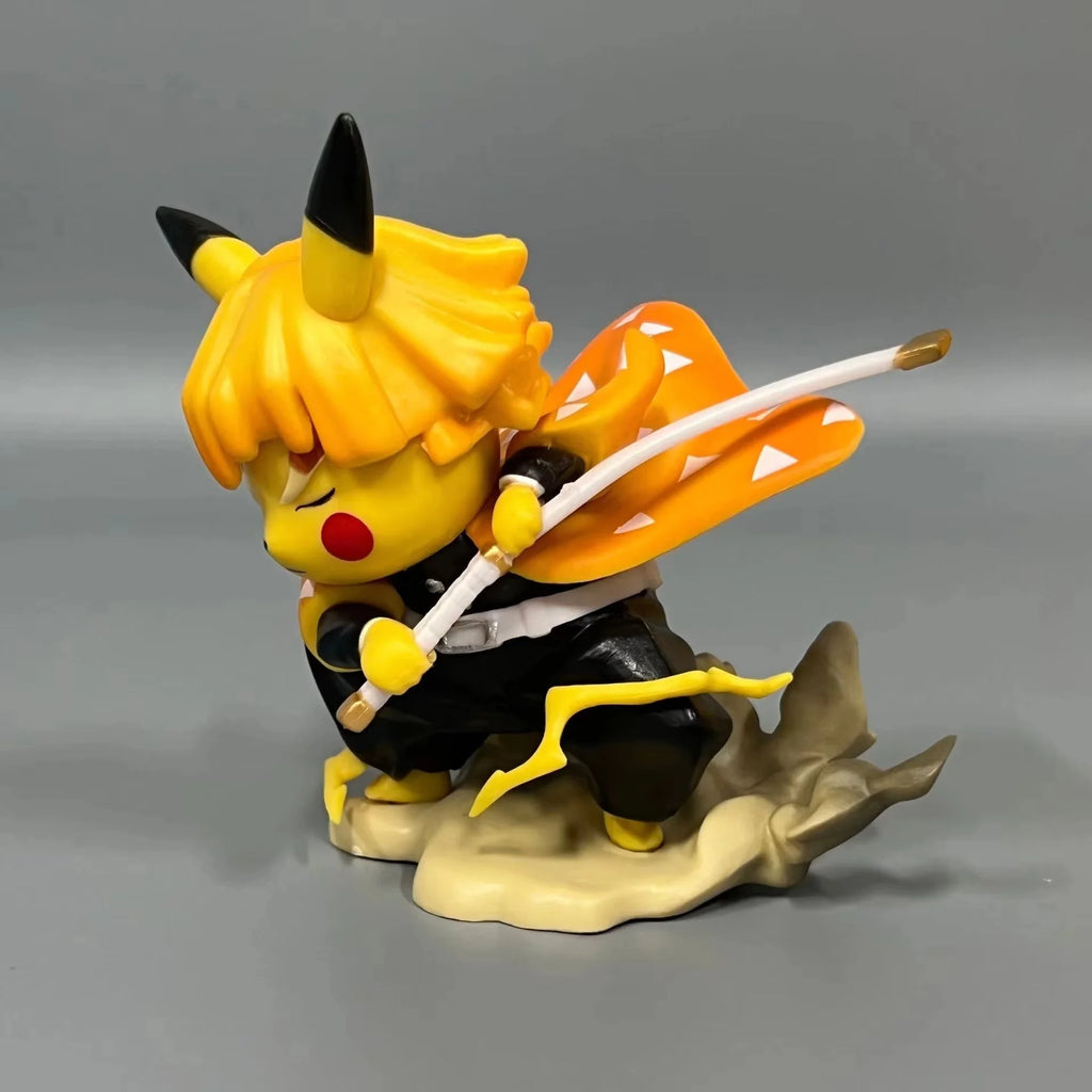 11cm Hot Anime Figure Pikachu Cross-Dressing Agatsuma Zenitsu Figurine PVC Statue Model Doll Collection Ornament Toys Boys Gifts