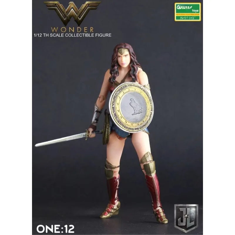 Bandai Super Hero Wonder Woman anime joint can move Action Figure Collectible Model Toy 6inch 15cm color box Doll ornaments