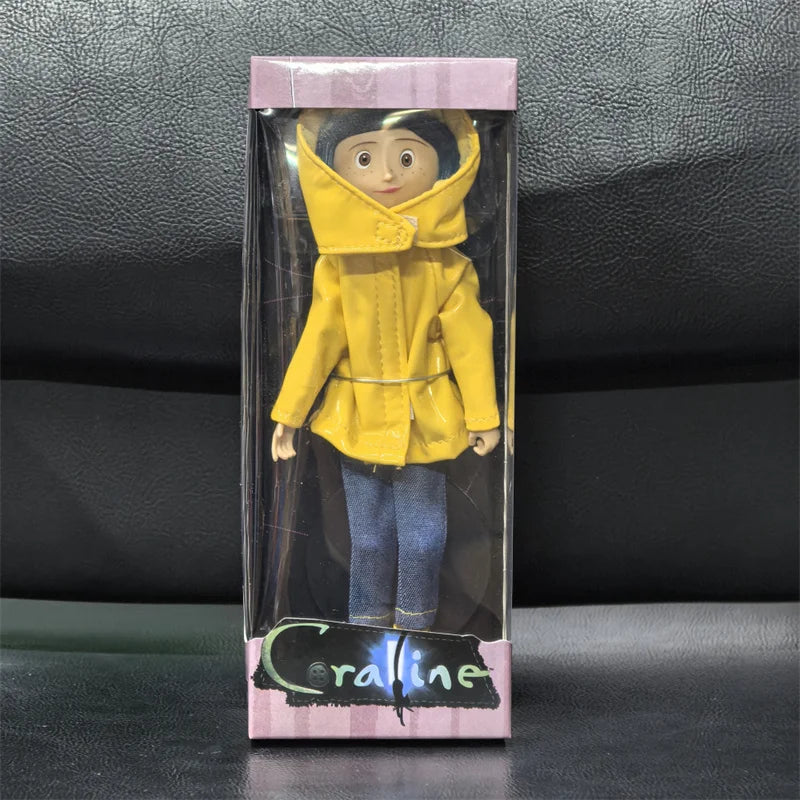 NECA Coraline Doll Anime Articulated Figure The Secret Raincoat Sweater In Striped Shirt Toy LA Girl Decoration Model Toys Gifts