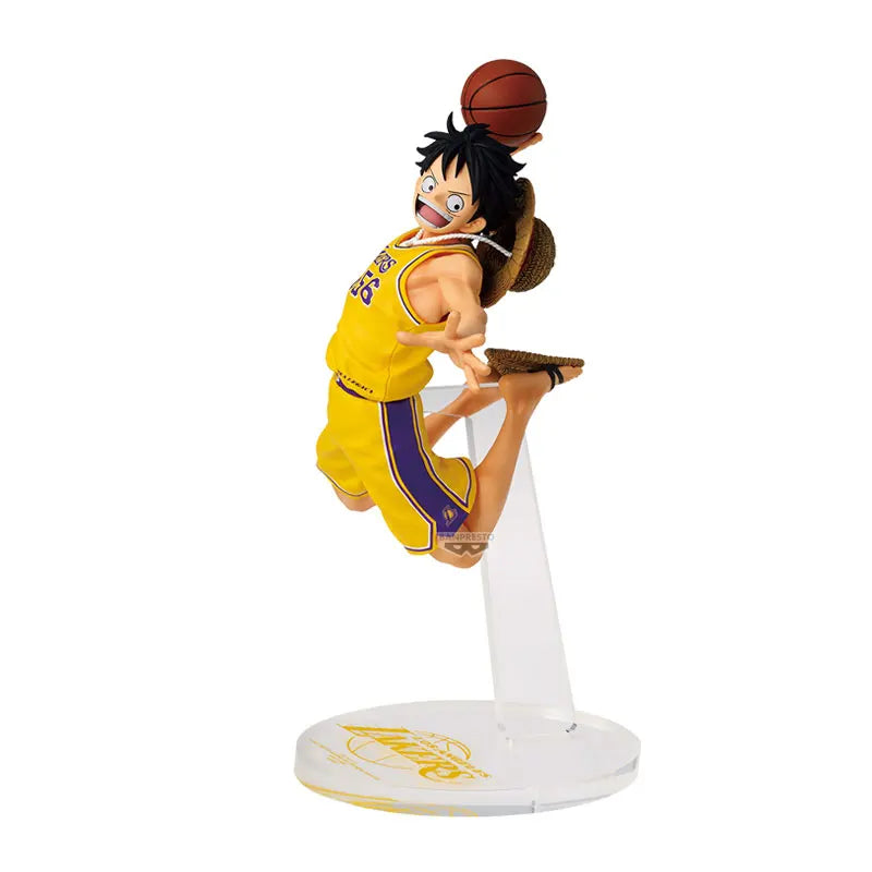 New Launch BANDAI One Piece × NBA MSP Luffy Action Figure -Los Angeles Lakers Bulls Warriors Collectible Model Toy Gift for Fans