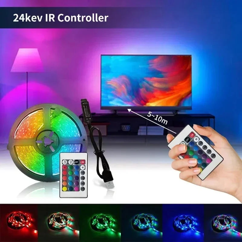 USB 2M/3M RGB Led Strip Light 2835 60Leds DC 5V RGB Ribbon Led Tape with IR Remote Control PC TV Backlight Gaming Room Decor