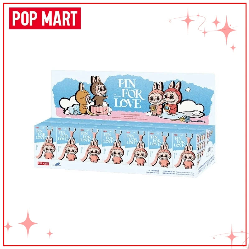 POPMART Чудовищата Лабубу V4 Pin for Love Series Blind Box Vinyl Face Plush Doll Visual Keyring Toy Коледни подаръци