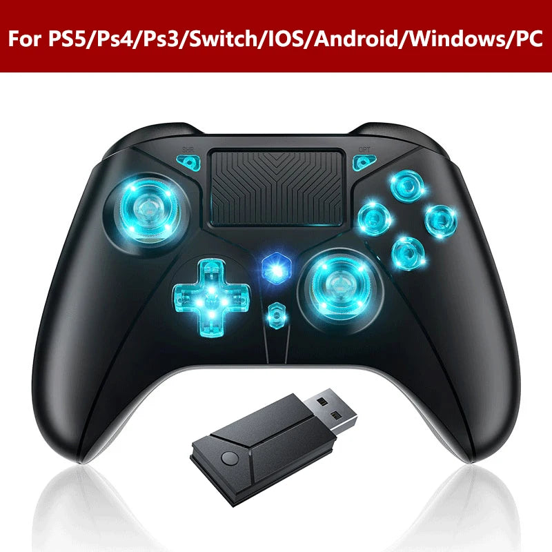 Controller For PS5 Console Steam/PC Wireless Gamepad Game Control Handle Rocker 6-Axis Gyro 3 Level Vibration W/ Turbo Touchpad