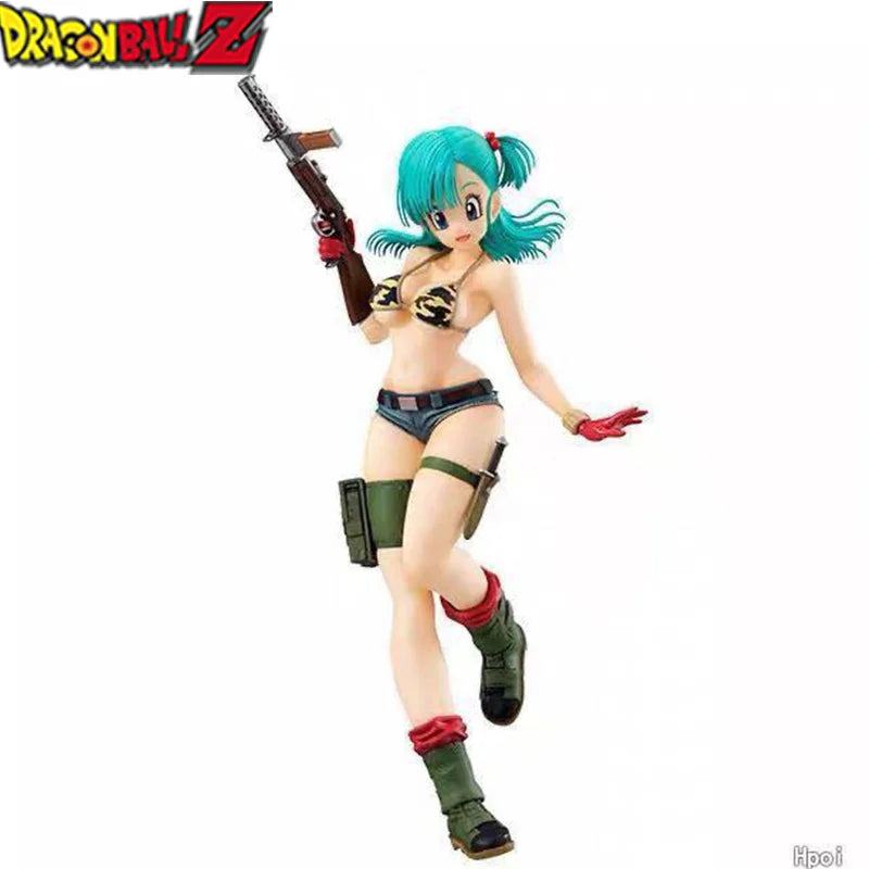 Ragon Ball Figure Bulma Figure Camouflage Bulma Action Model Cute Glitter Glamours Gk Collectible Room Doll 22cm Decoration Toys