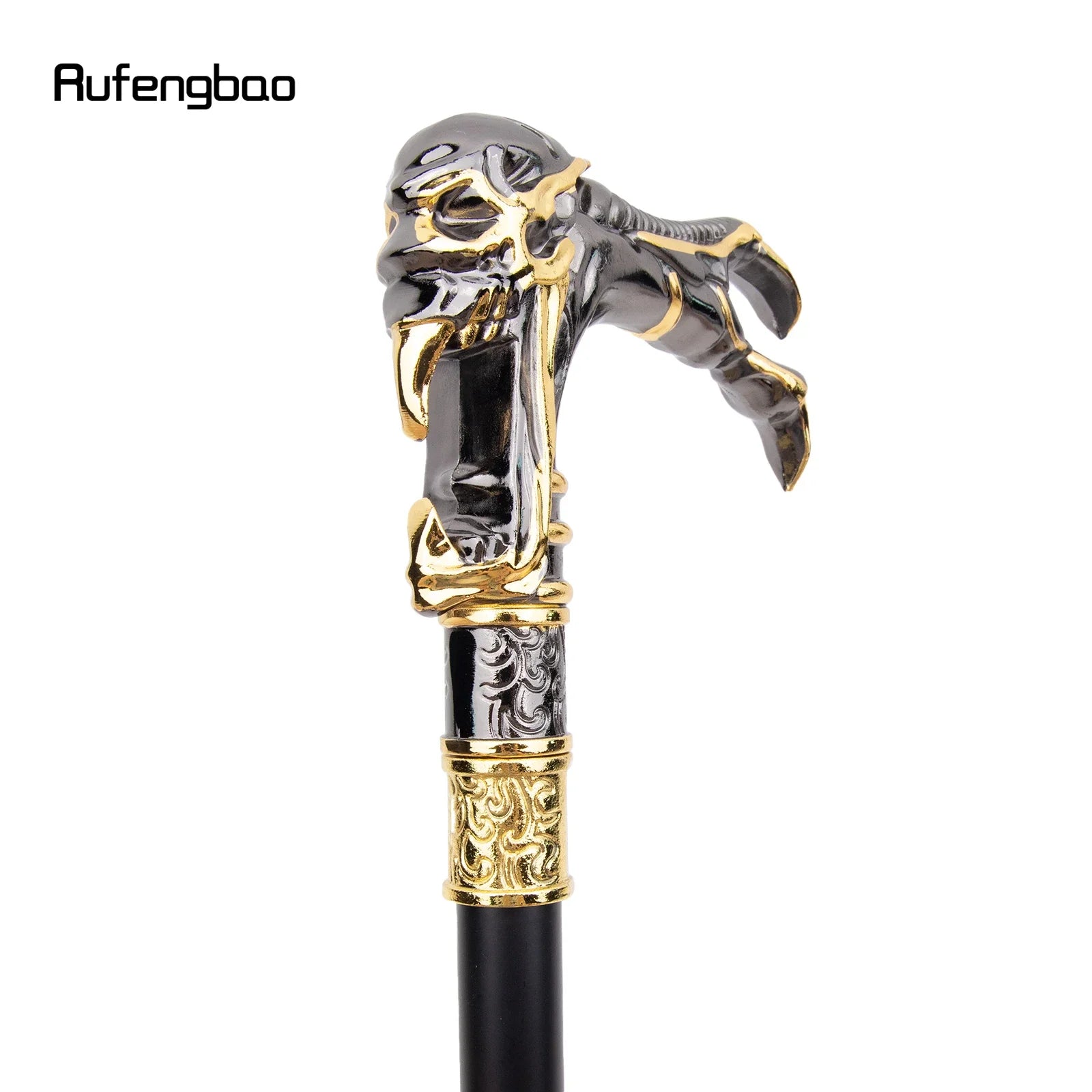 Golden Black Ghost Skull Head Fashion Walking Stick Decorative Vampire Cospaly Vintage Fashionable Cane Halloween Crosier 93cm