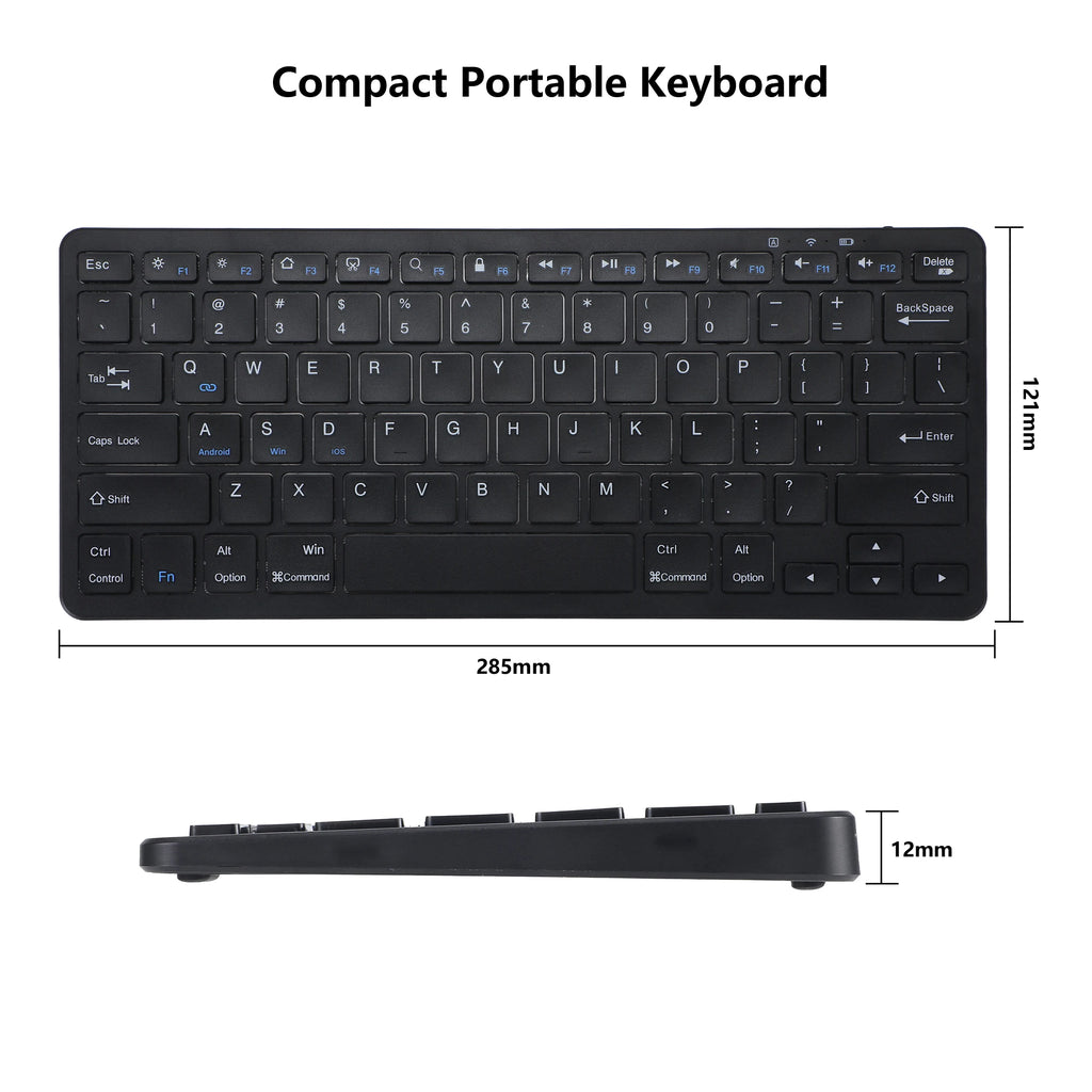 Ultra-thin Bluetooth Keyboard, Rechargeable Wireless Keyboard for iPad Pro Mini Air Tablet, iPhone, Samsung, Android Smartphone