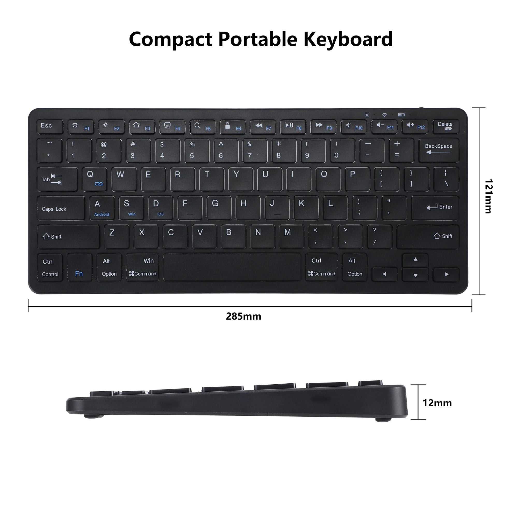 Ultra-thin Bluetooth Keyboard, Rechargeable Wireless Keyboard for iPad Pro Mini Air Tablet, iPhone, Samsung, Android Smartphone