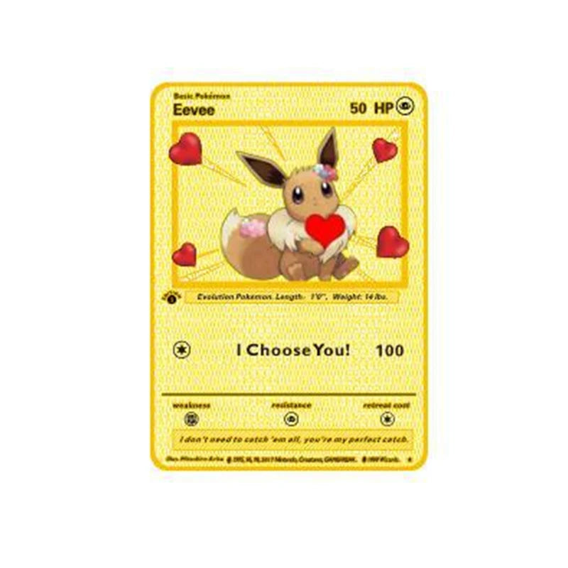 Metal Pokemon Cards Letters Golden Charizard Eevee Shiny Iron Pokémon Vmax EX Letters Game Pikachu Christmas Birthday Kids Toys